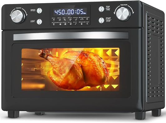 LifePlus Toaster Oven, 12-In-1 Convection Oven Countertop with Stainless Steel, 1700W Air Fryer Combo for Pizza Bread Grill, etc. 8 Gallon Capacity, Includes 6 Accessories