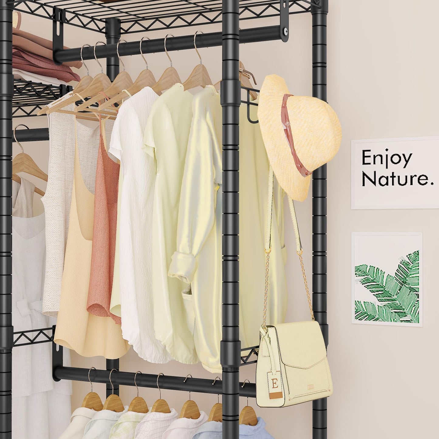 Heavy Duty Clothes Rack and Wardrobe Closet Storage Organizer - Adjustable Clothing Organizer for Wardrobe Cabinet and Clothes Organization, Freestanding Clothing Rack