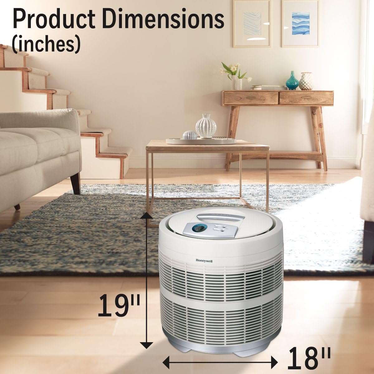 Honeywell True HEPA Air Purifier, Airborne Allergen Reducer for Large Rooms (390 sq ft), White - Wildfire/Smoke, Pollen, Pet Dander, and Dust Air Purifier, 50250-S