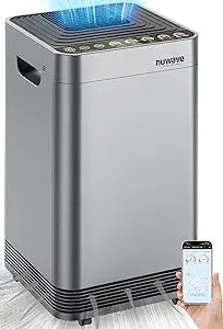 Nuwave OxyPure Zero Plus Air Purifier, Save $1200 in Filter Replacement, Covers Up to 3210ft² Large Room by 105W High Torque Motor, Captures 99.99% of Particles, Dust, Smells, Sleep Mode for Bedroom