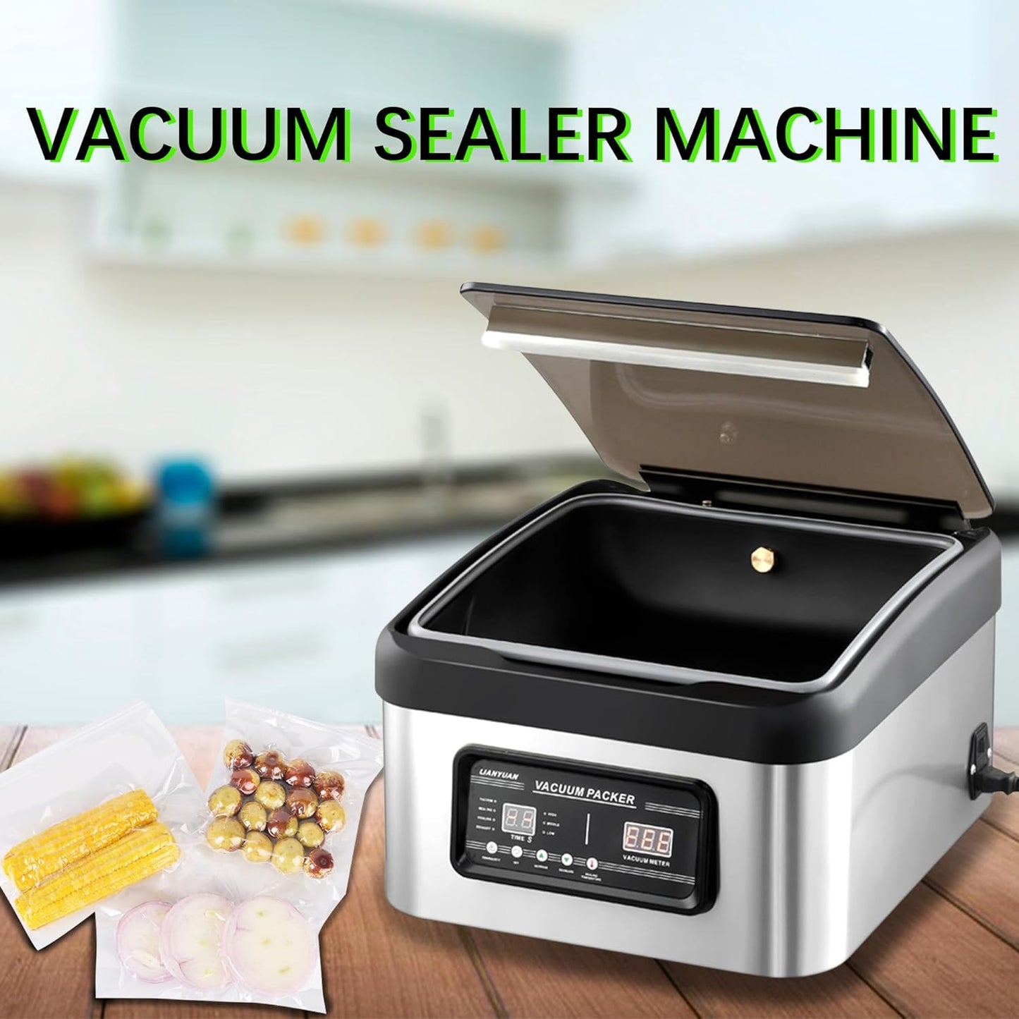 Wixkix Commercial Vacuum Sealer Machine, 12 inch Chamber Vacuum Sealer, Vacuum Packaging Machine Sealer for Vegetables Meat, 110V