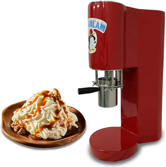 Spaghetti Ice Cream Maker, Noodles Ice Cream Machine with 4 Noodle Moulds, Spaghetti Noodle Gelato Ice Cream Making Machine, Ice Cream Noodle Machine Commercial or Household Use(Red)