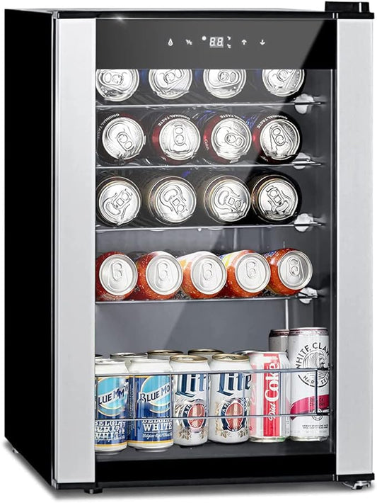 Smad Wine Fridge Freestanding, 19 Bottle Compressor Small Wine Cooler Refrigerator for Home with Digital Thermostat and Glass Door, Stainless Steel