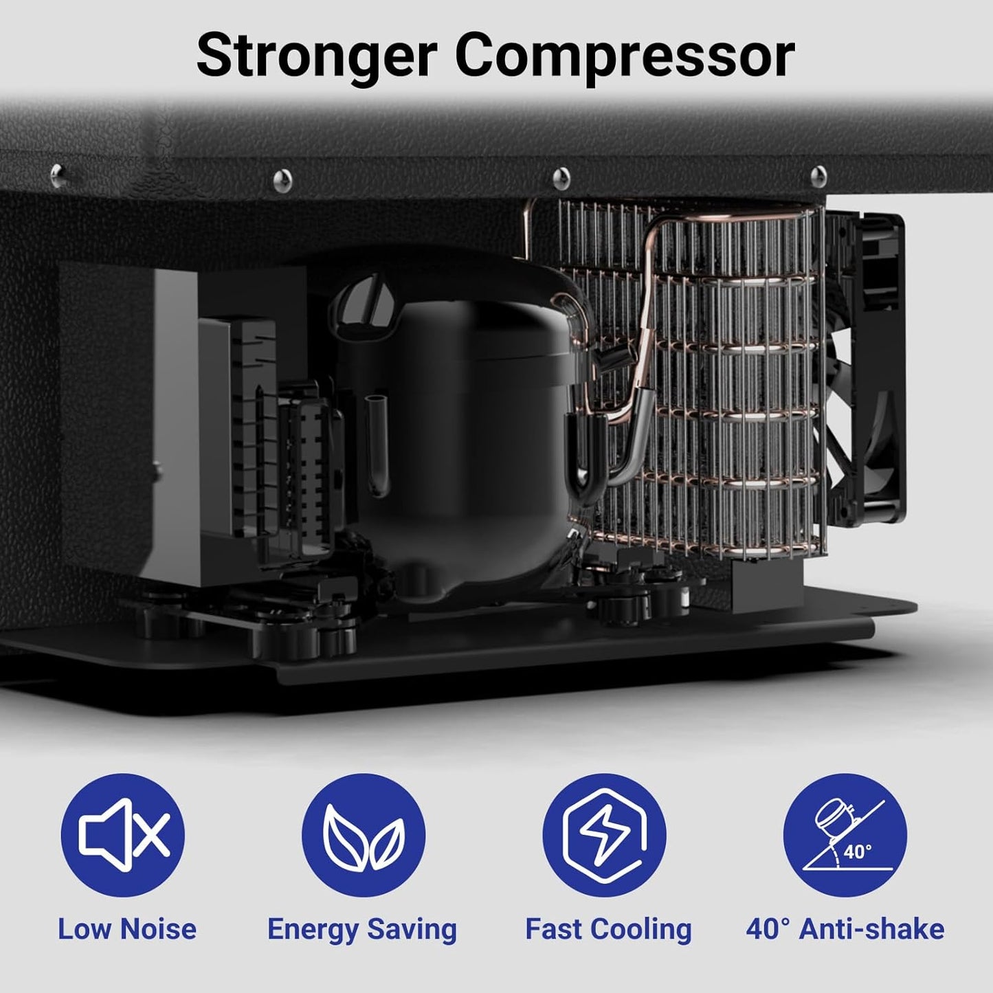 65L Portable Refrigerator/Freezer, 12Volt Car Fridge, -4℉~68℉ Fast Cooling Compressor, DC 12V/24V, Compact Refrigerator for Outdoor, RV, Camping, Travel, Multi-directional Lid, Black