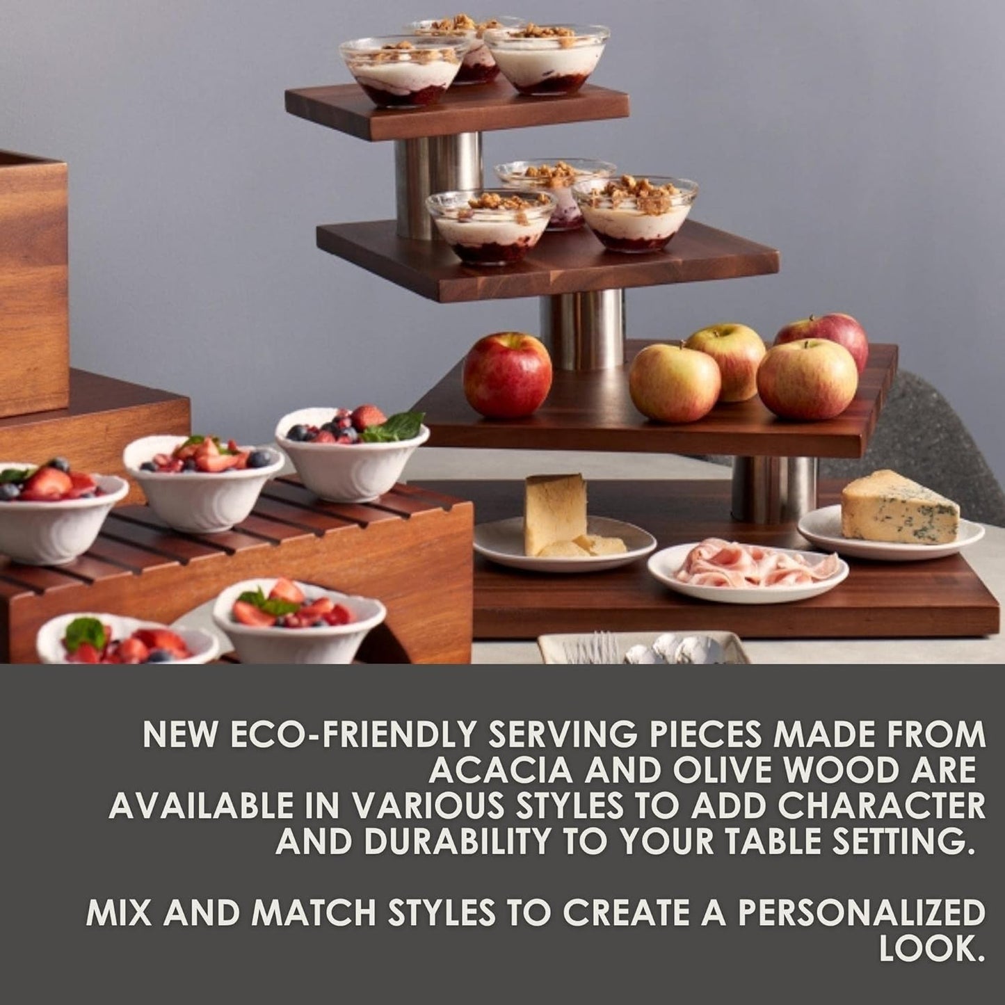 Steelite Creations Wood Serving Boards, Dark Wooden Acadia Rectangular Food Presentation Paddle, Commercial Foodservice and Restaurant Use, Bread and Butter, Appetizers or Charcuterie, 18 by 6, 12 Set