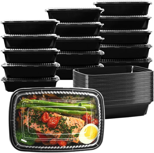 150 Set - 16oz Meal Prep Containers with Lids, Plastic Food Prep Containers Reusable, Leakproof To Go Food Containers with Lids, Disposable Bento Box, BPA-Free, Microwave/Dishwasher/Freezer Safe