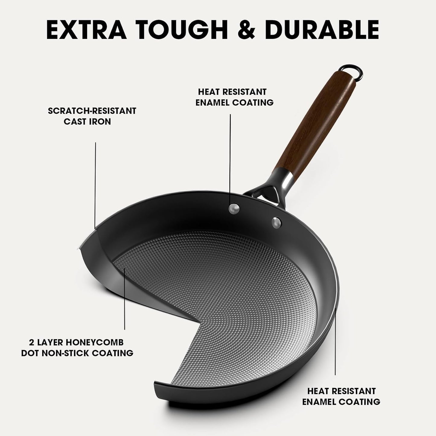 Cast Iron Skillets, ZAZY Non Stick Frying Pans 3 Pack of 8 10 12'', 3 in 1 Oil-locking Pots and Pans Set, Oven Dishwasher Safe Stackable Cookware Set with Removable Handle, Black (ZA-ZAUS-Z-PS0321)