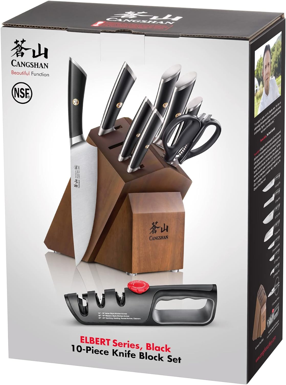 Cangshan ELBERT Series German Steel Forged Knife Block Sets (10-Piece, Black)