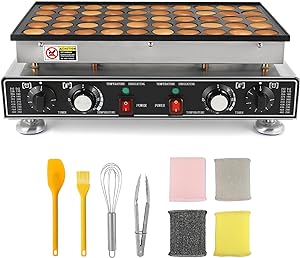 Dyna-Living 50PCS Dutch Pancake Maker 1600W Mini Pancakes Machine Commercial Dutch Pancake Baker Nonstick Waffle Pancakes Maker Dorayaki Griddle for Home Use, Independent Temperature & Time Control