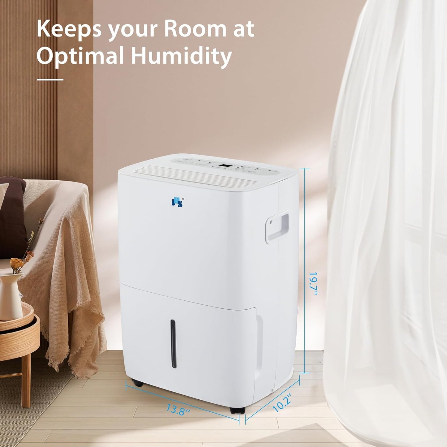 JHS 25 Pints Dehumidifier for Spaces up to 1,500 sq. ft at Home with Drain Hose, Reusable Air Filter, and 1.05 Gal Water Bucket, Perfect for Bedrooms Bathrooms Basements