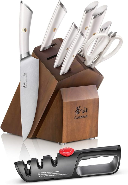 Cangshan ELBERT Series German Steel Forged Knife Block Sets (10-Piece, White)