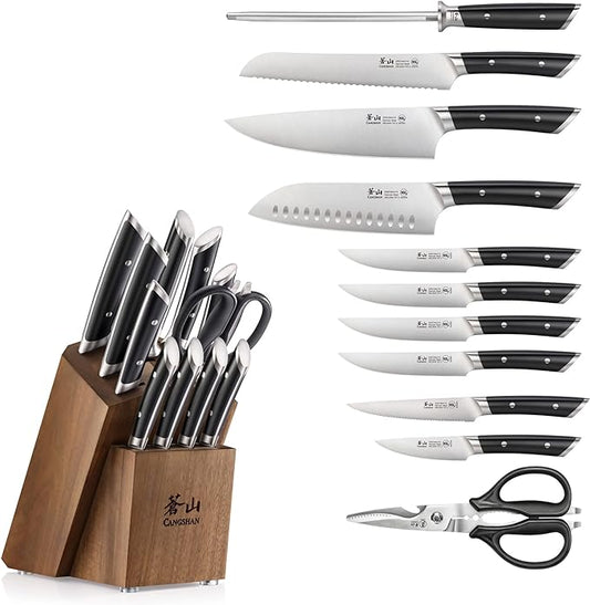 Cangshan HELENA Series German Steel Forged Knife Block Set (12-Piece, Black), Oprah's Favorite Things 2023