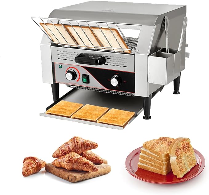 Commercial Toaster 450 Slices/Hour Conveyor Toaster Oven for Restaurant Heavy Duty 2600W Electric Stainless Steel Toaster Conveyor Belt with Handle for Cafes, Bagel Shops