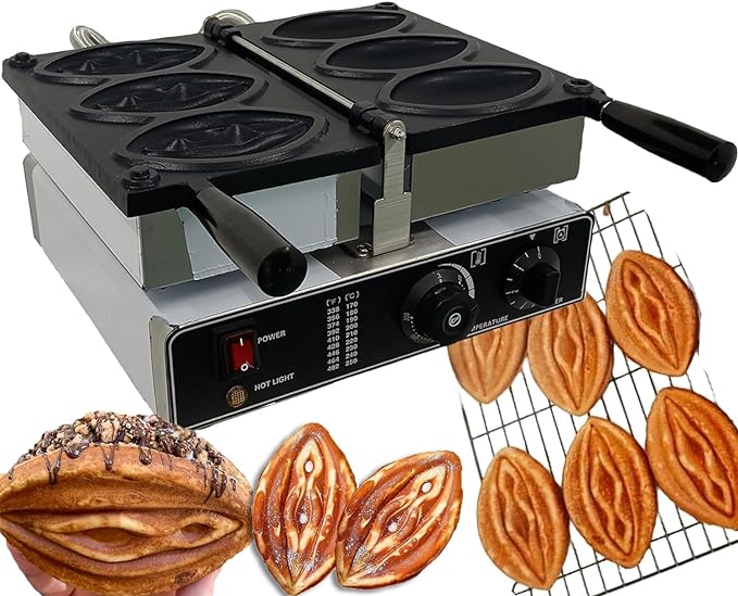 3 PCS Abalone Shape Waffle Maker Machine, Strange Shape Waffle Maker with Non-Stick Plates, 1600W Sausage Grill Female Pussy Waffle Machine