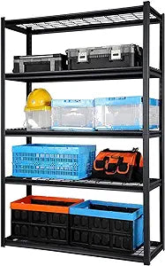 PACHIRA E-Commerce 48" Wide Size Garage Shelving Heavy Duty, 5 Tier Adjustable Storage Shelves Loads 2500LBS Metal Shelving Garage Utility Rack, 48" W x 16.5" D x 72" H