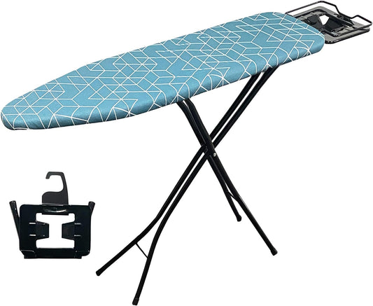 Auzin Ironing Board with Smart Hanger, Height Adjustable, Space Saving Iron Board with 4 Layers Pad, Ironing Board Cover, Premium Steel Legs & Easy Storage for Compact Living Spaces