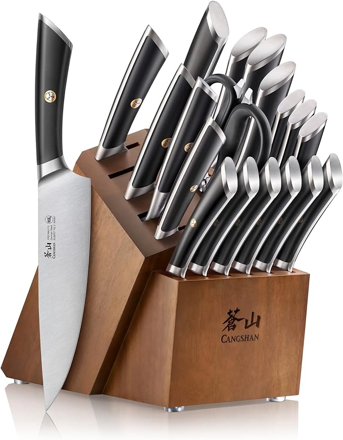 Cangshan ELBERT Series German Steel Forged Knife Block Sets (20-Piece, Black)