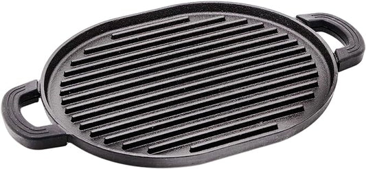 Nuwave Cast Iron Grill, 12.42”x10.21” Non-Stick Grilling Surface, Deep Grill Ridges, Pre-Seasoned, Stay-Cool Silicone Handles, Easy-to-Clean,Oven Safe,Stovetop,BBQ,Fire & Smoker,Induction-Ready,Black