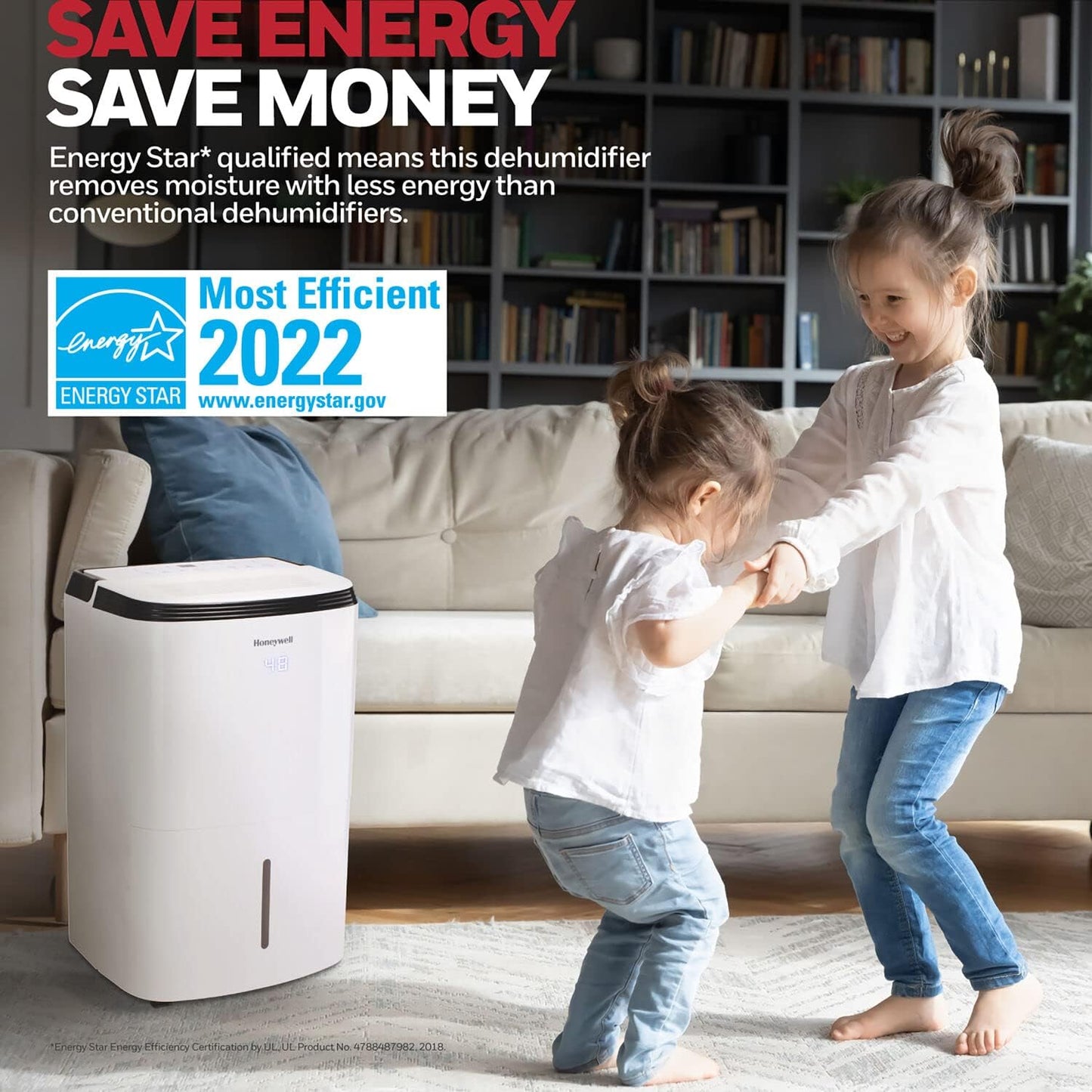 Honeywell 50 Pint Dehumidifier with Pump for Basements & Large Rooms Up To 3500 Sq. Ft. with Mirage Display, Energy Star, Washable Filter to Remove Odor & Filter Change Alert