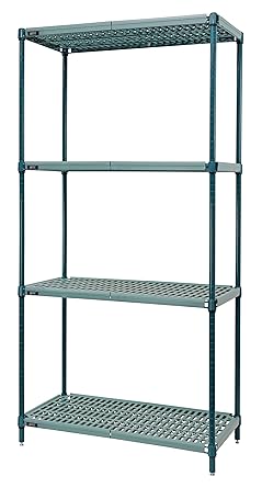 FSE Quantum WR74-1848WPM Wire Plastic Mat Shelving Unit, Stationary, 4-Tier, 48"W x 18"D x 74"H Overall Size, 600-800 lb. max Weight