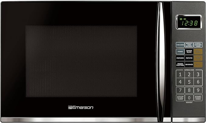 Emerson MWG9115SB-N Microwave Oven with Griller, Timer & LED Display 1100W, 11 Power Levels, 9 Pre-Programmed Settings, Removable Glass Turntable with Child Save Lock, 1.2 Cu. Ft, Stainless Steel