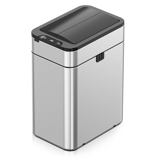 50 Liters/13.2 Gallon Silvery Stainless Steel Motion Sensor Trash Can,Rectangular Smart Trash Can for Living Room, Bedroom, Kitchen, Bathroom, and Office