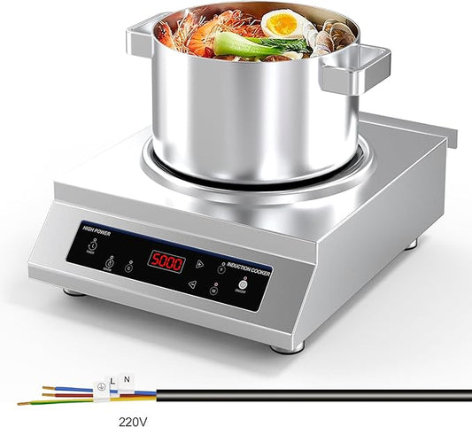 Commercial Induction Cooktop,Professional Induction Cooktop, 5000W Hot Plate with LCD Touch control 4 Hours Timer, 16 Power Levels,Auto-Shut-Off,Induction stove top 220-240V