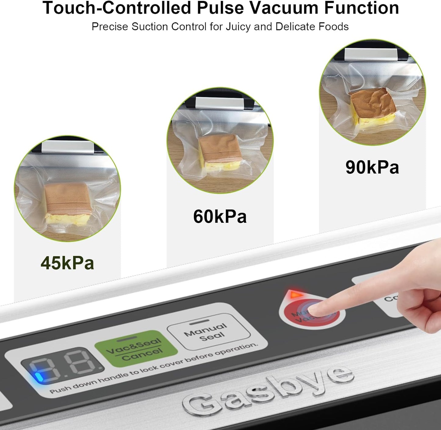 Vacuum Sealer Machine, 90kPa Food Sealer with Double Heat Seal for Dry/Moist Food, Easy-lock Handle, Built-in Bag Storage & Cutter, Progress Display, Removable Drip Tray, Silver