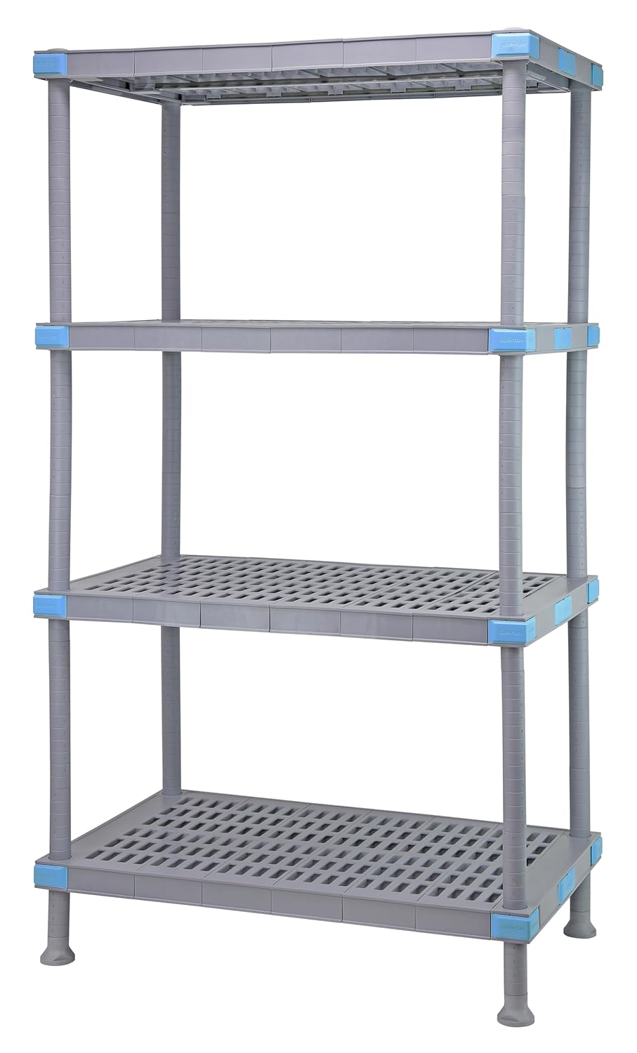 FSE Quantum QP213674VS-4 Millenia Shelving Unit, 36"W x 21"D x 74"H, 2000 lbs. Load Capacity, All Polymer, Rust Proof, Gray Finish, NSF, Made in USA