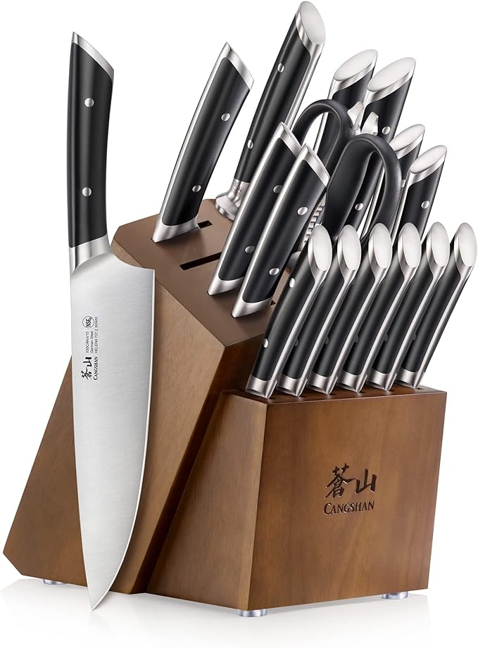 Cangshan HELENA Series German Steel Forged Knife Block Set (17-Piece, Black)