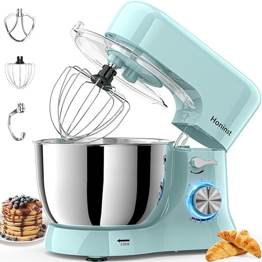 Stand Mixer, 3-In-1 10-Speed 660W 6QT Tilt-Head Food Mixer, Electric Mixer with Bowl, Dough Hook, Whisk and Beater, Kitchen Mixer for Baking, Cake and Most Home Cooks, Blue