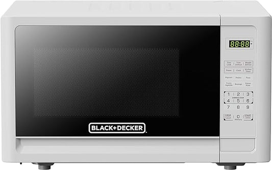 Black+Decker Countertop Microwave Oven, 1.1-Cu. Ft. 1000-Watts, LED Lighting, Child Lock, White