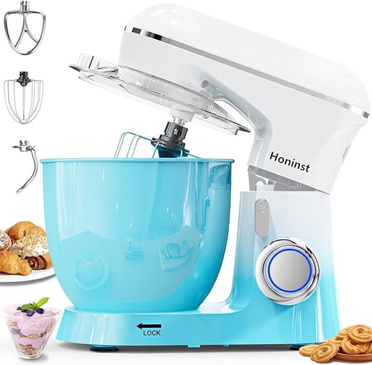 Stand Mixer，6.5QT 10-Speed 660W Tilt-Head Electric Stand Mixer，3-In-1 Kitchen Mixer with Bowl, Dough Hook, Whisk and Beater，Food Mixer for Baking, Cake and Most Home Cooks, Gradient Blue