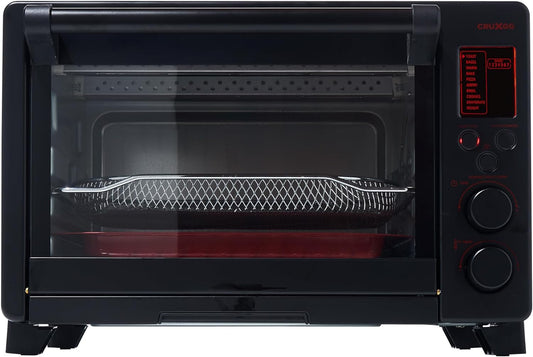 CRUXGG Digital Toaster Oven with Air Frying - Favorite Things 2023-10 Cooking Functions, Two Speed Convection Fan, Digital Display and Large Capacity, Fits 12" Pizza, 6 Slices Toast, 1800W Black