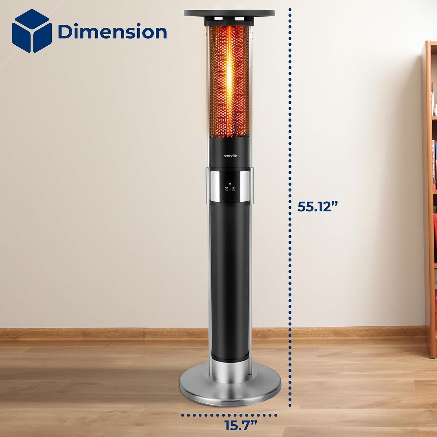 SereneLife Infrared Patio Heater, Electric Patio Heater for Indoor/Outdoor Use, Portable Tower Heater with Remote Control, 1500 W, for Restaurant, Patio, Backyard, Garage, Decks (Black)