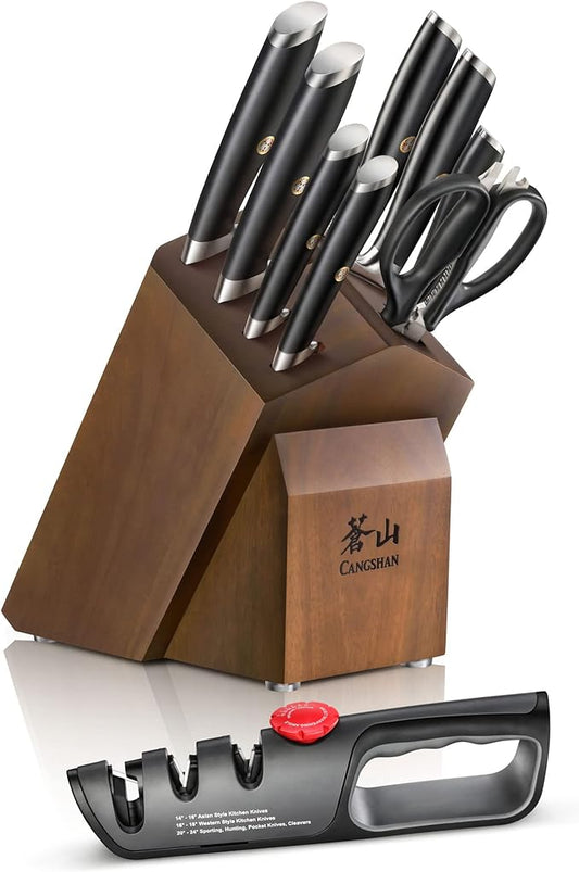 Cangshan L Series 10-Piece Knife Block Set, Forged German Steel, Black, 1027440