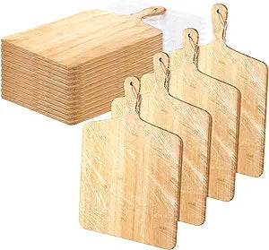 12 Packs Cutting Board Set Plain Chopping Board with Handles Large Serving Board Wooden Kitchen Cutting Board Bulk for Vegetables Meat Pizza Cheese Fruit Bread (17 x 13 Inch, Bamboo)