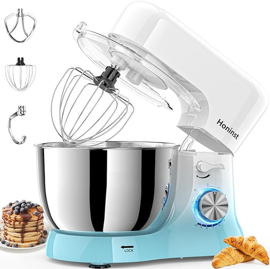 Stand Mixer, 3-In-1 10-Speed 660W 6QT Tilt-Head Food Mixer, Electric Mixer with Bowl, Dough Hook, Whisk and Beater, Kitchen Mixer for Baking, Cake and Most Home Cooks, Gradient Blue