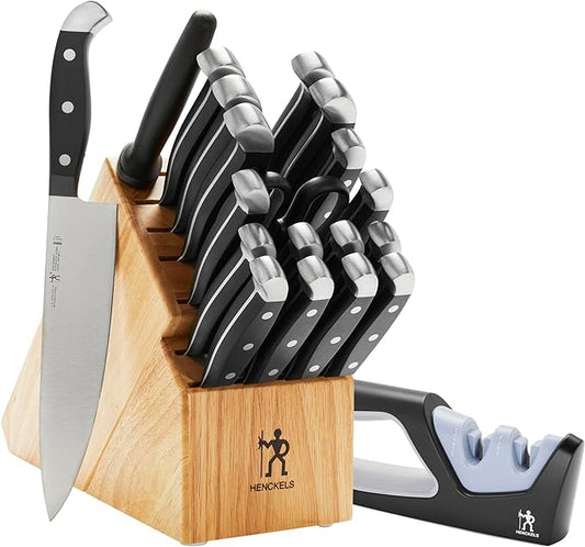 HENCKELS Razor-Sharp 20-Piece Statement Knife Set with Block, With Bonus Sharpener, German Engineered Knife Informed by over 100 Years of Masterful Knife Making