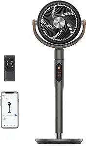 Dreo Pedestal Fan with Remote, PolyFan 513S, 43'' Quiet Standing Fan for Home Bedroom, 120°+105° Smart Oscillating Floor Fans with Wi-Fi/Voice Control, Works with Alexa/Google, 6 Modes, 8 Speeds