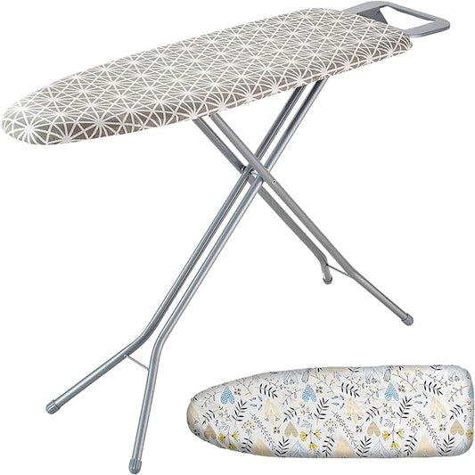 VEVOR Ironing Board with Large 51 x 13 Ironing Surface, Thickened 4 Layers Iron Board with Heat Resistant Cover and 100% Cotton Cover, 7 Adjustable Heights Ironing Board for Home Laundry Room Use