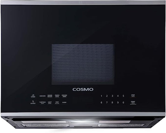 COSMO COS-2413ORM1SS Over the Range Microwave Oven with Vent Fan, 1.34 cu. ft. Capacity, 1000W, 24 inch, Black / Stainless Steel