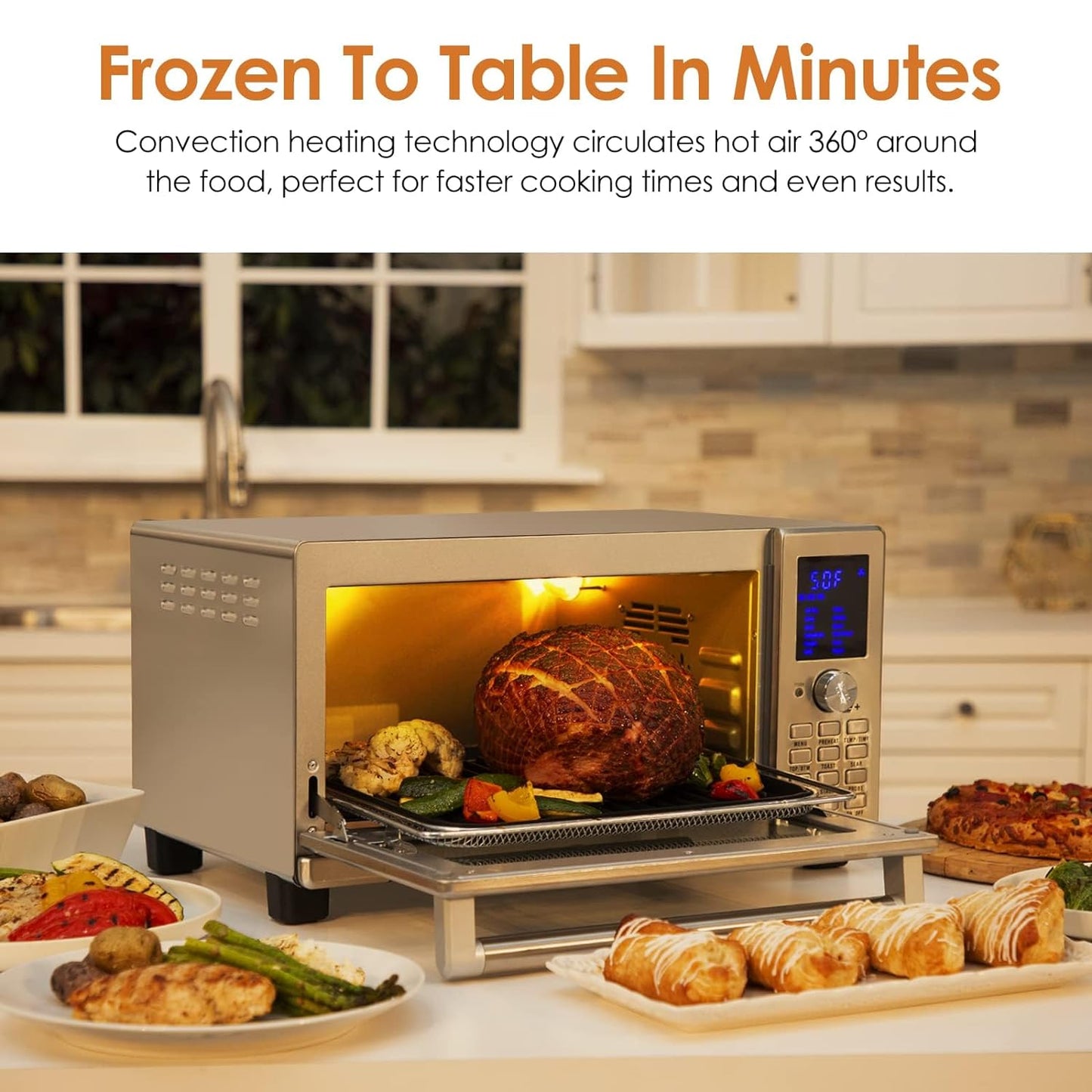 Nuwave Bravo XL Air Fryer Toaster Smart Oven, 12-in-1 Countertop Grill/Griddle Combo, 30-Qt XL Capacity, 50F-500F adjustable in precise 5F increments, Integrated Smart Thermometer, Linear T Technology