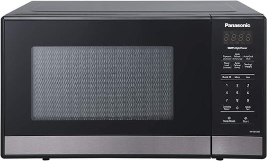 Panasonic NN-SB438S Compact Microwave Oven, 0.9 cft, Black Stainless Steel