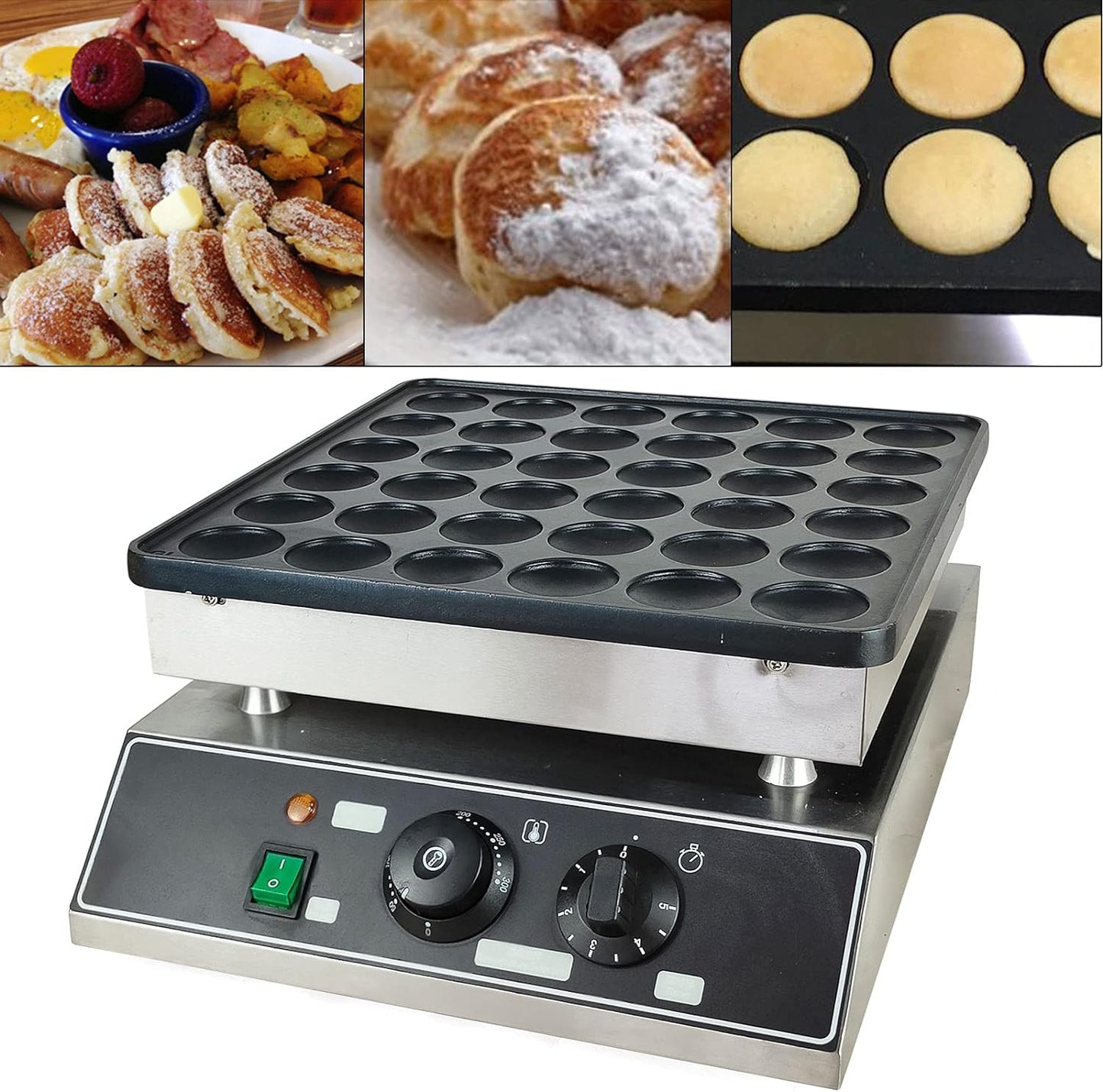 1000W 36 Grid Mini Pancakes Maker Machine, Nonstick Dutch Pancakes Muffins Baking Machine, Commercial Mini Electric Waffle Maker Non-stick Pancake Maker for Baking Crepes, Muffins, Dutch Pancakes