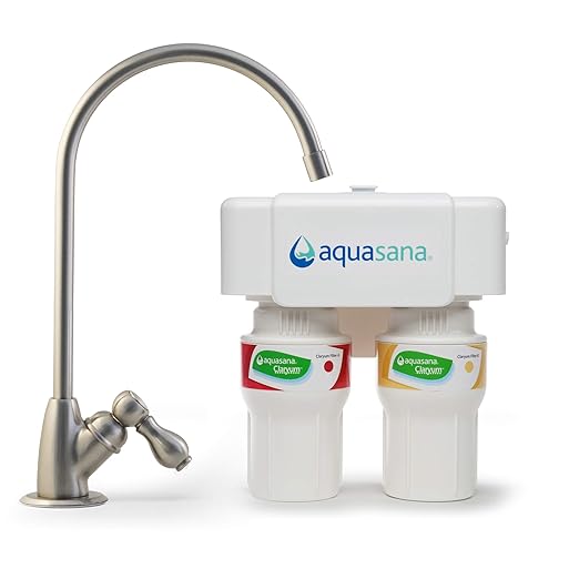 Aquasana 2-Stage Under Sink Water Filter System - Kitchen Counter Claryum Filtration - Filters 99% Of Chlorine - Brushed Nickel Faucet - AQ-5200.55