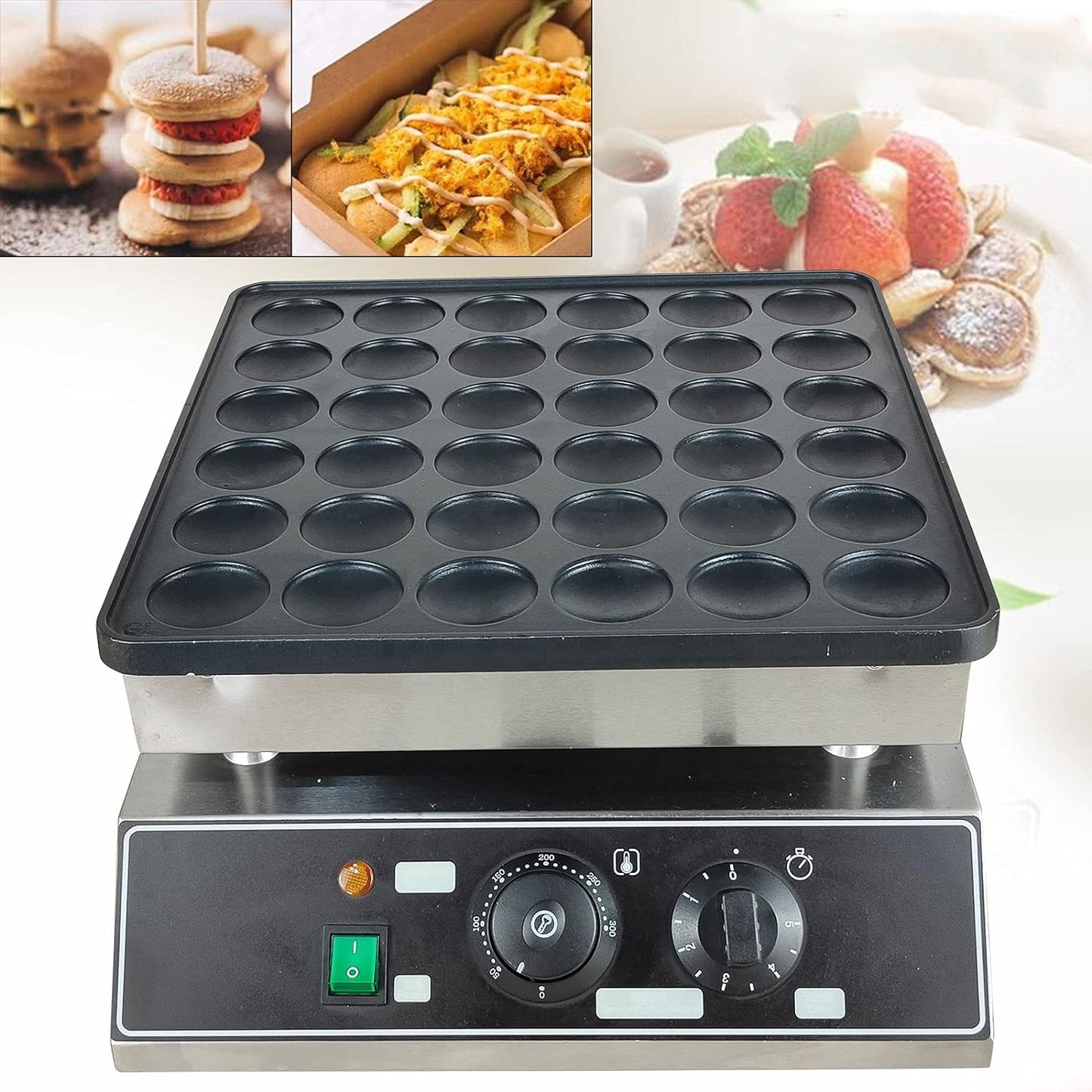 1000W 36 Grid Mini Pancakes Maker Machine, Nonstick Dutch Pancakes Muffins Baking Machine, Commercial Mini Electric Waffle Maker Non-stick Pancake Maker for Baking Crepes, Muffins, Dutch Pancakes