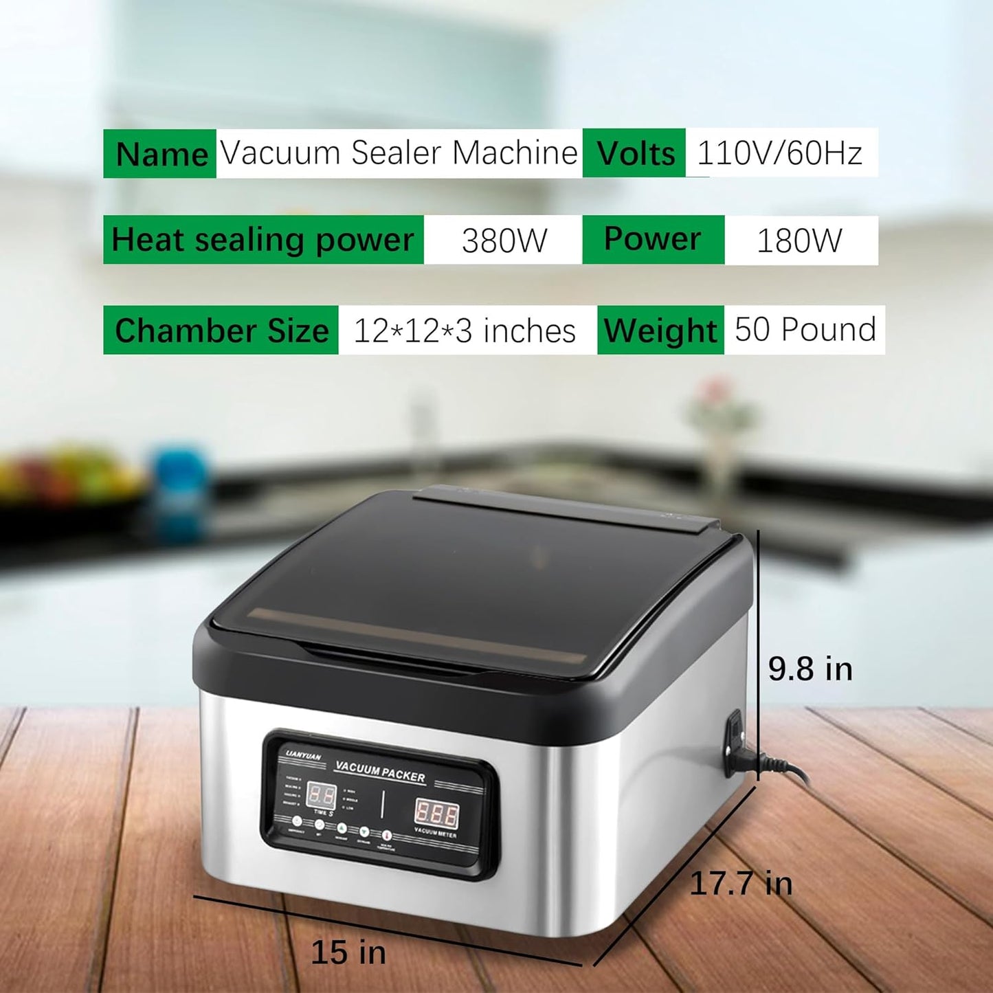 Wixkix Commercial Vacuum Sealer Machine, 12 inch Chamber Vacuum Sealer, Vacuum Packaging Machine Sealer for Vegetables Meat, 110V