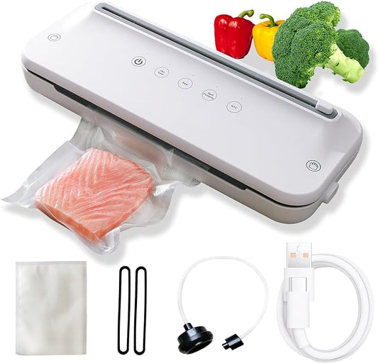 Food Vacuum Sealer Machine,Cordless Rechargeable Vacuum Saver and Sous Vide, Automatic Air Sealing for Food Saver,with 10 bags,Removable Drip Tray, Cutter, EXT-VAC