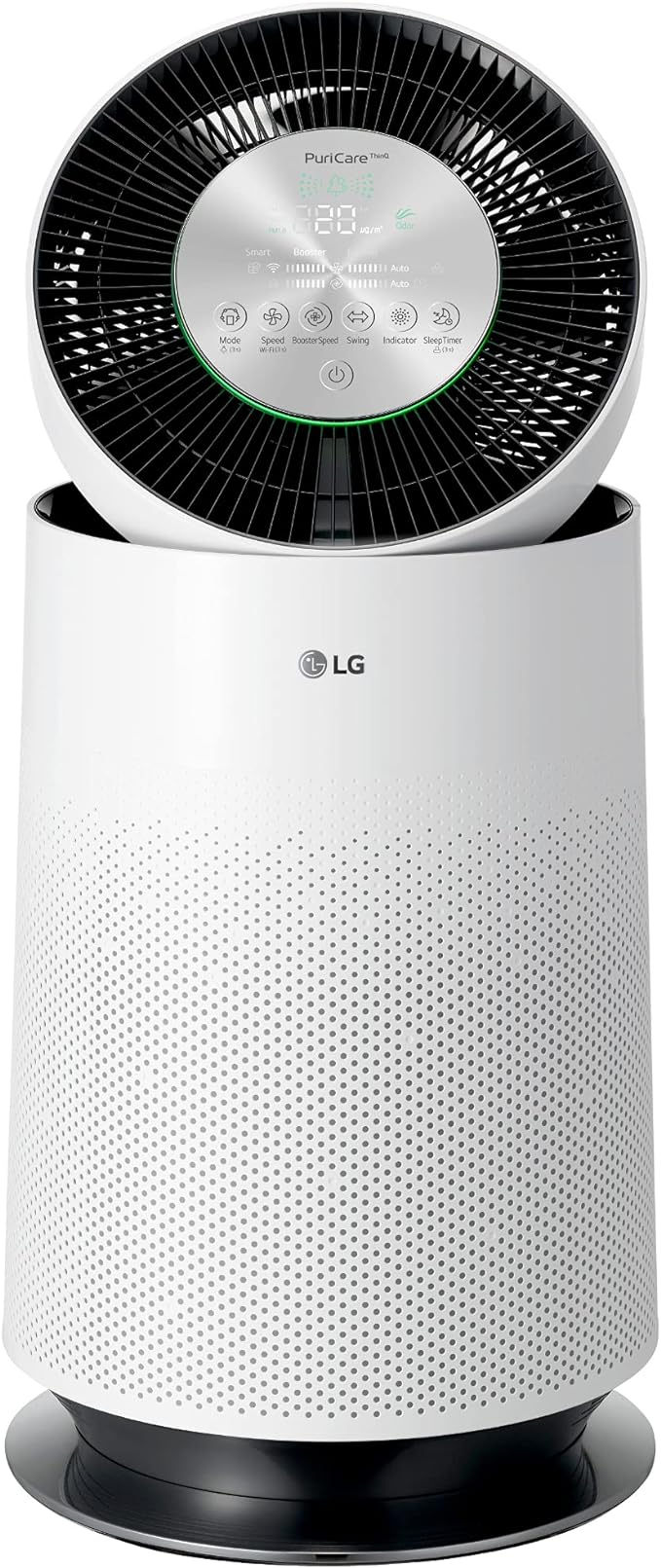 LG PuriCare 360-Degree Single Air Purifier with Clean Booster, ThinQ Wi-Fi and Voice Control (AS330DWR0), 310 sq. ft, White